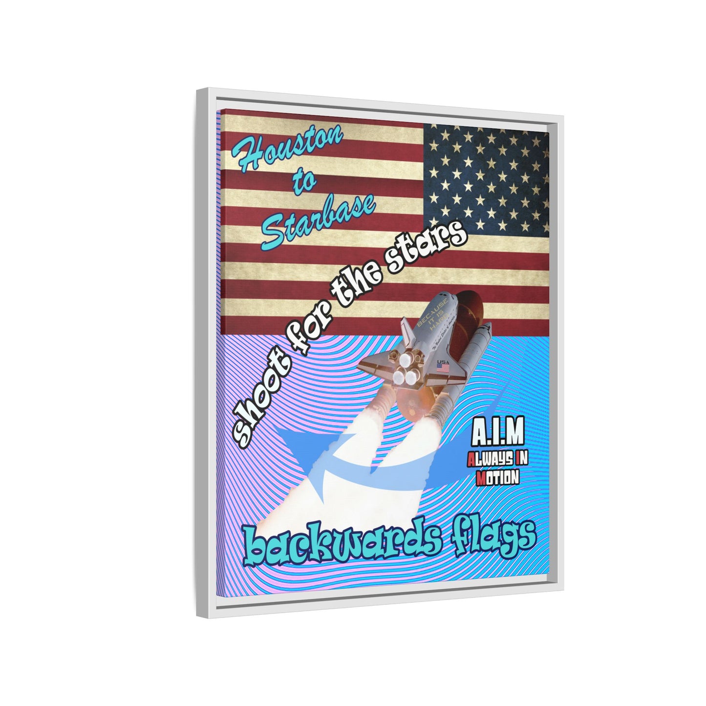 shoot for the stars - framed canvas art (light blue-purple wave)