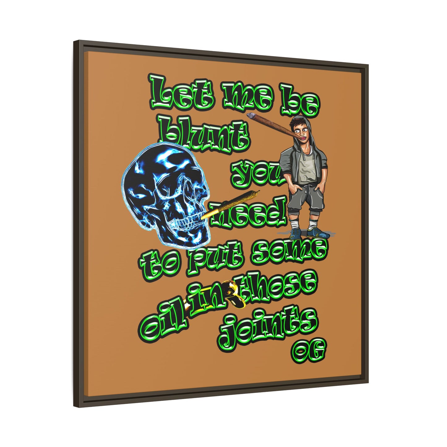 og - framed canvas art (light brown)