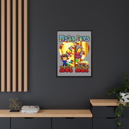 love peace - framed canvas art (grey)