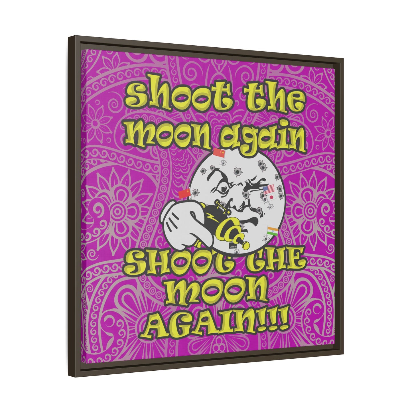shoot the moon again - framed canvas art (pink swirl)