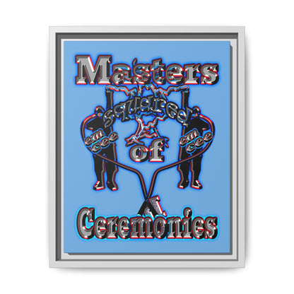 em cee squared - framed canvas art (light blue)