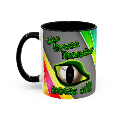 green monster - Accent Mug (rainbow split)