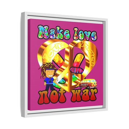 love peace - framed canvas art (pink)