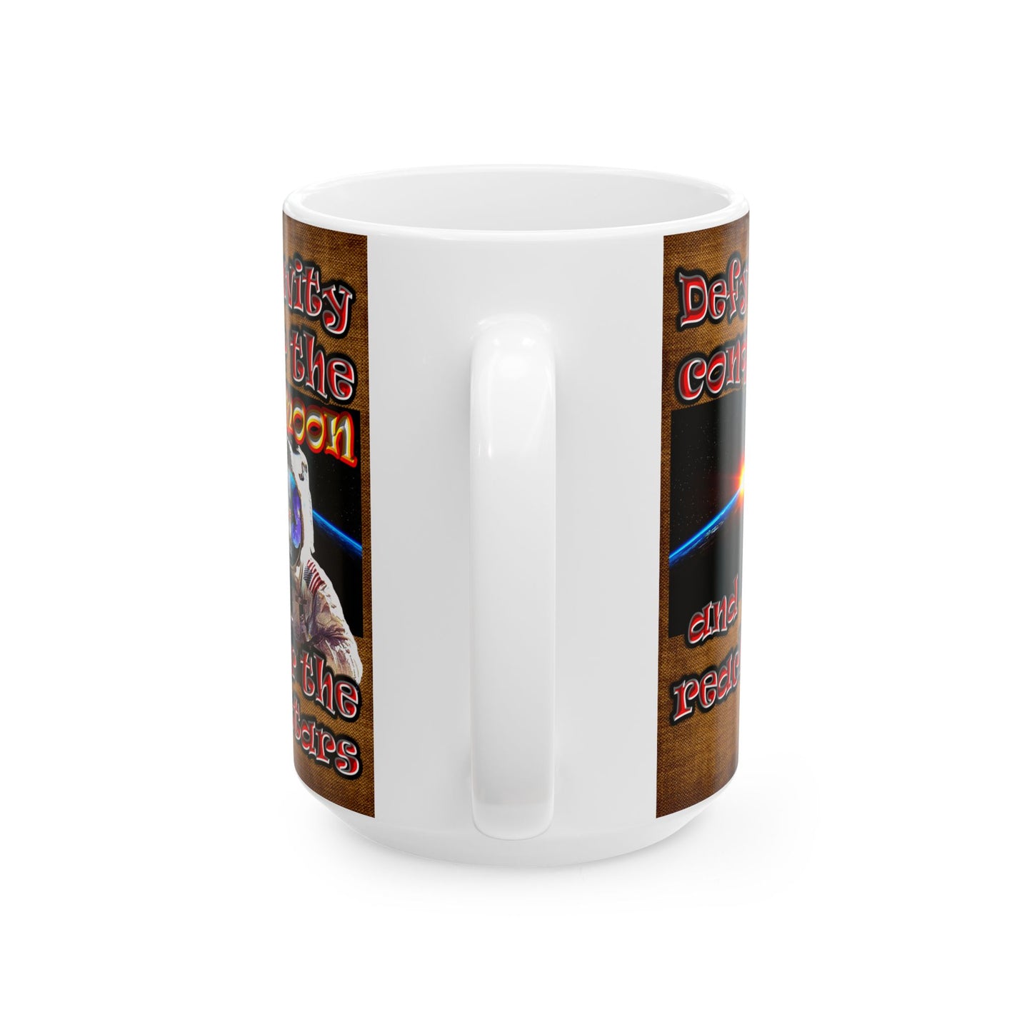 defy conquer reach - White Mug (brown papyrus)