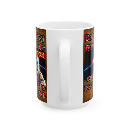defy conquer reach - White Mug (brown papyrus)