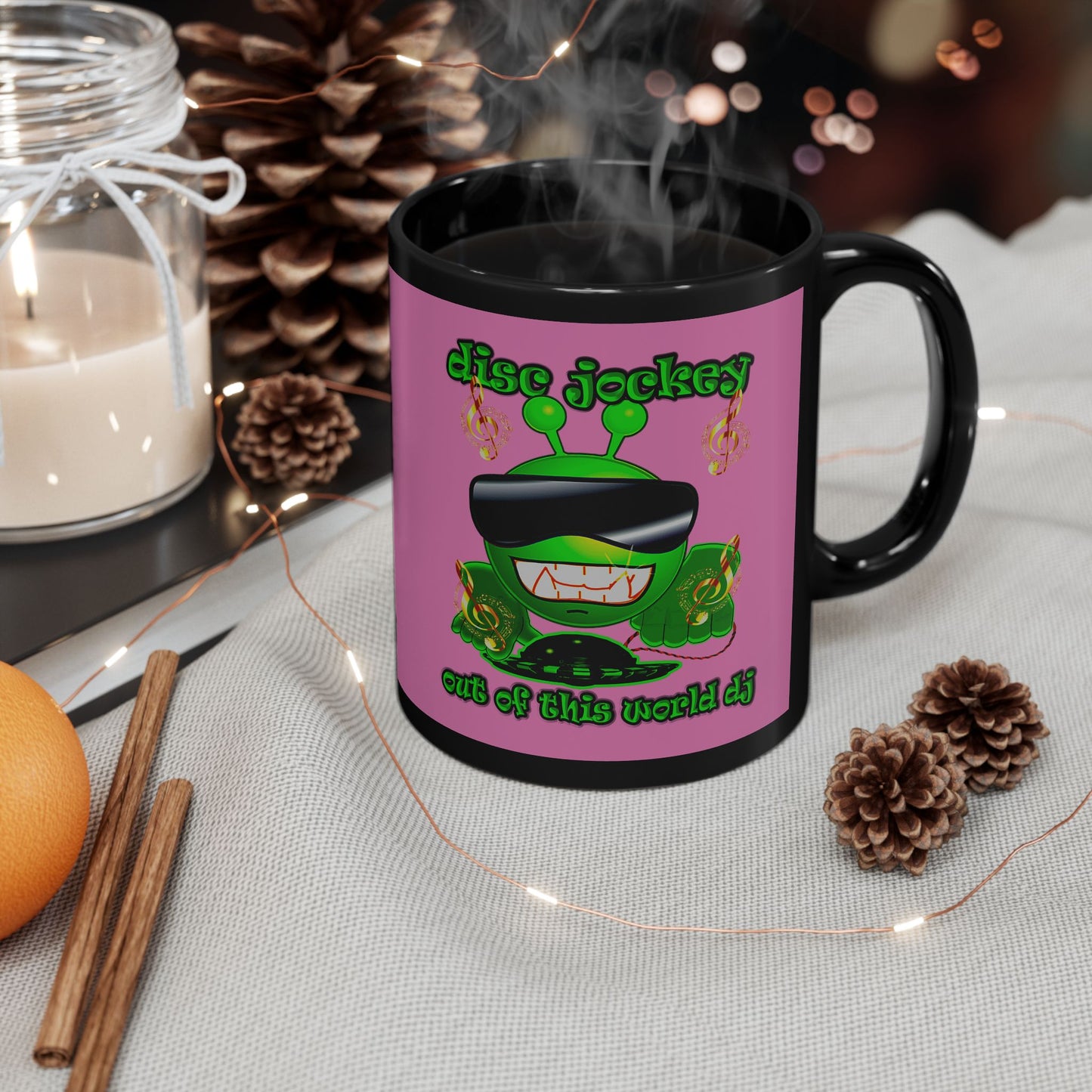 disc jockey - Black Mug (light pink)