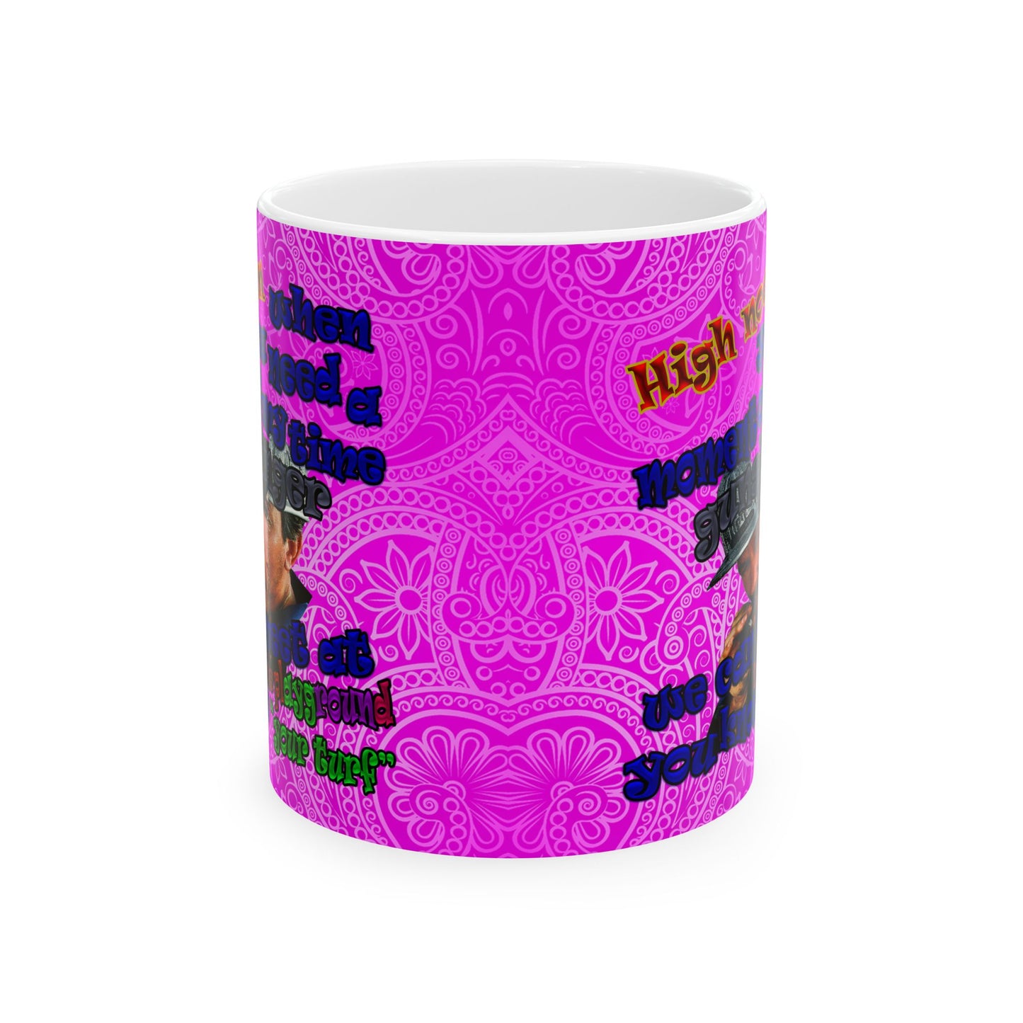 high noon - White Mug (pink swirl)