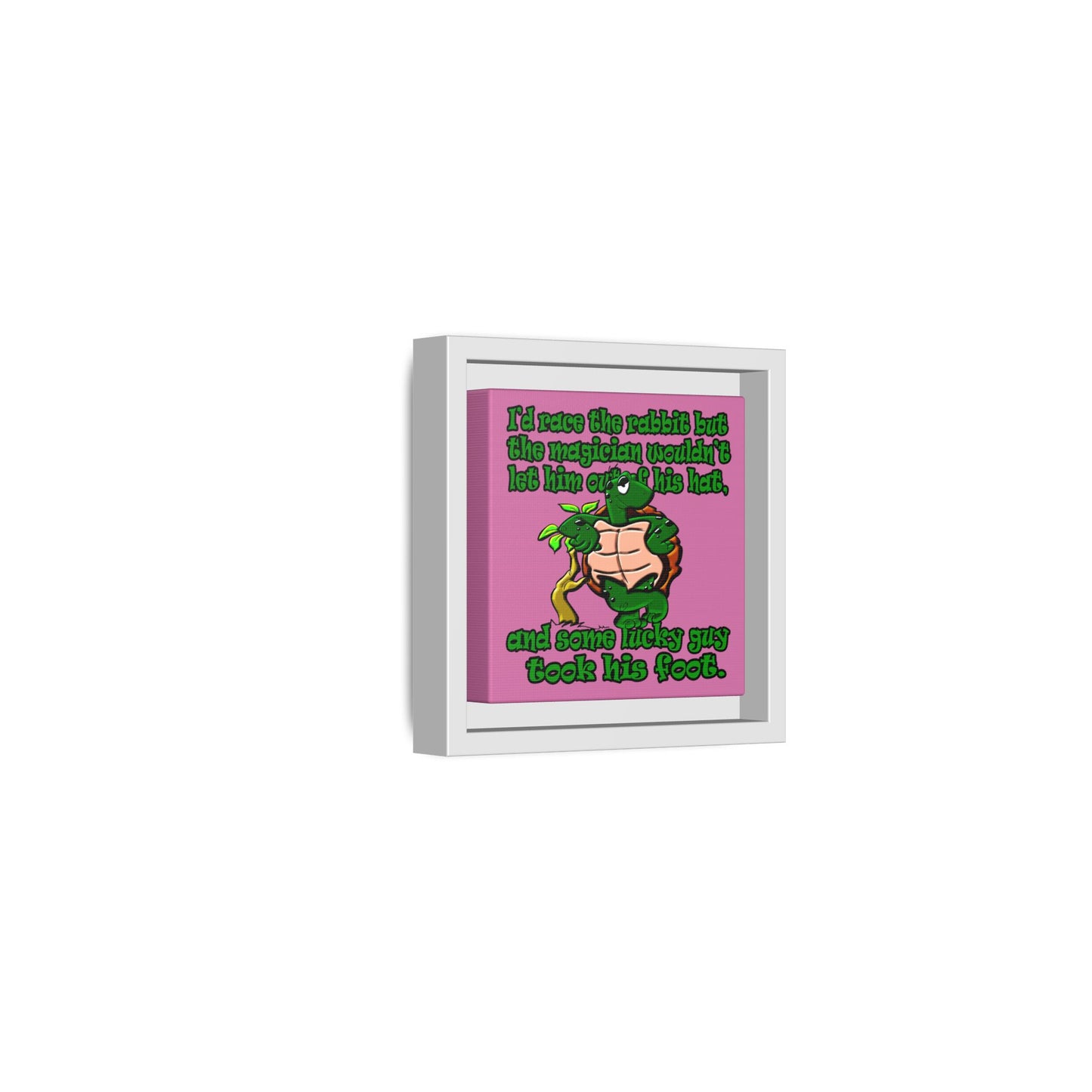 turtle race - framed canvas art (light pink)