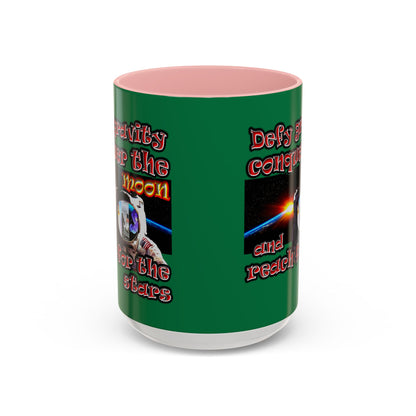 defy conquer reach - Accent Mug (dark green)