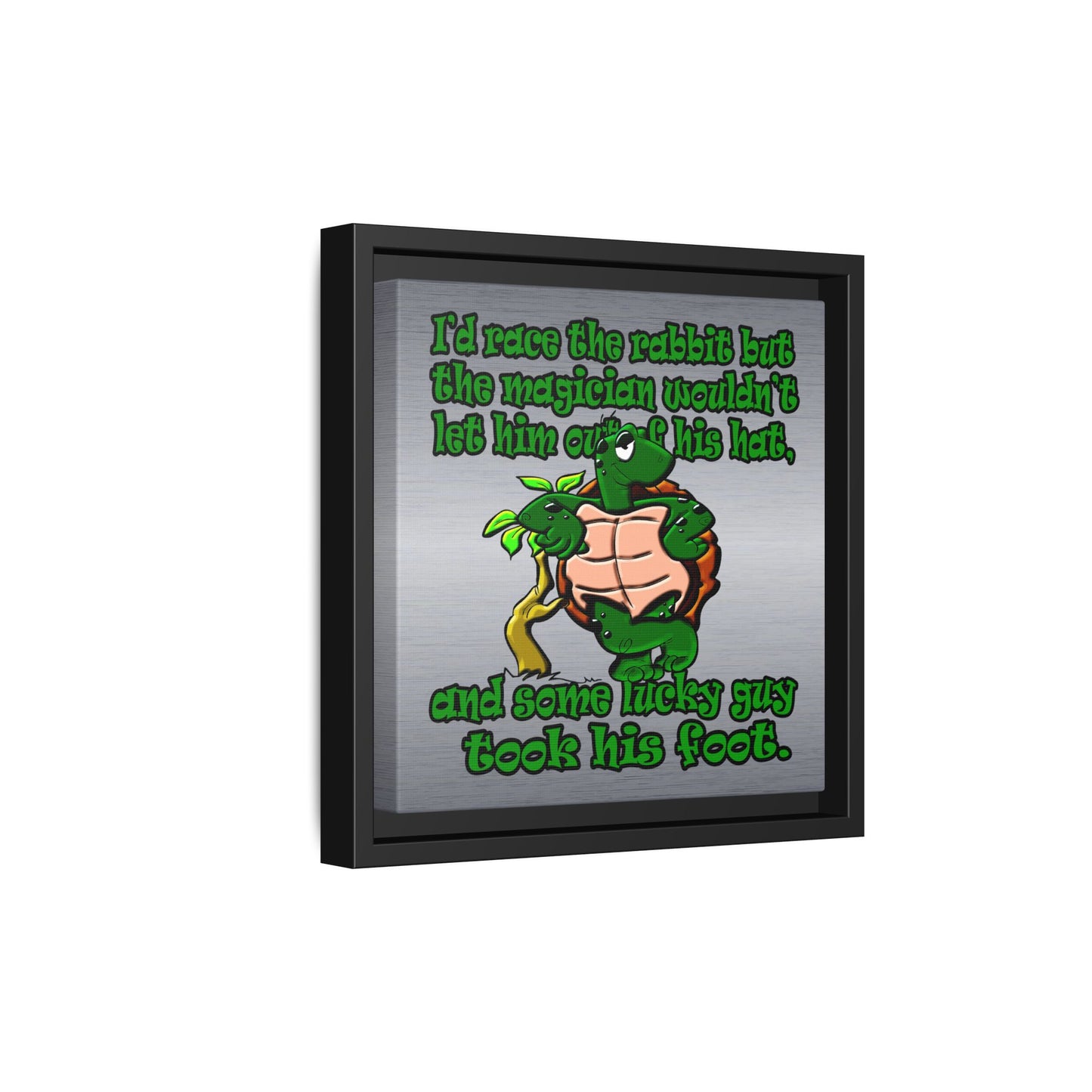 turtle race - framed canvas art (brushed nickel)