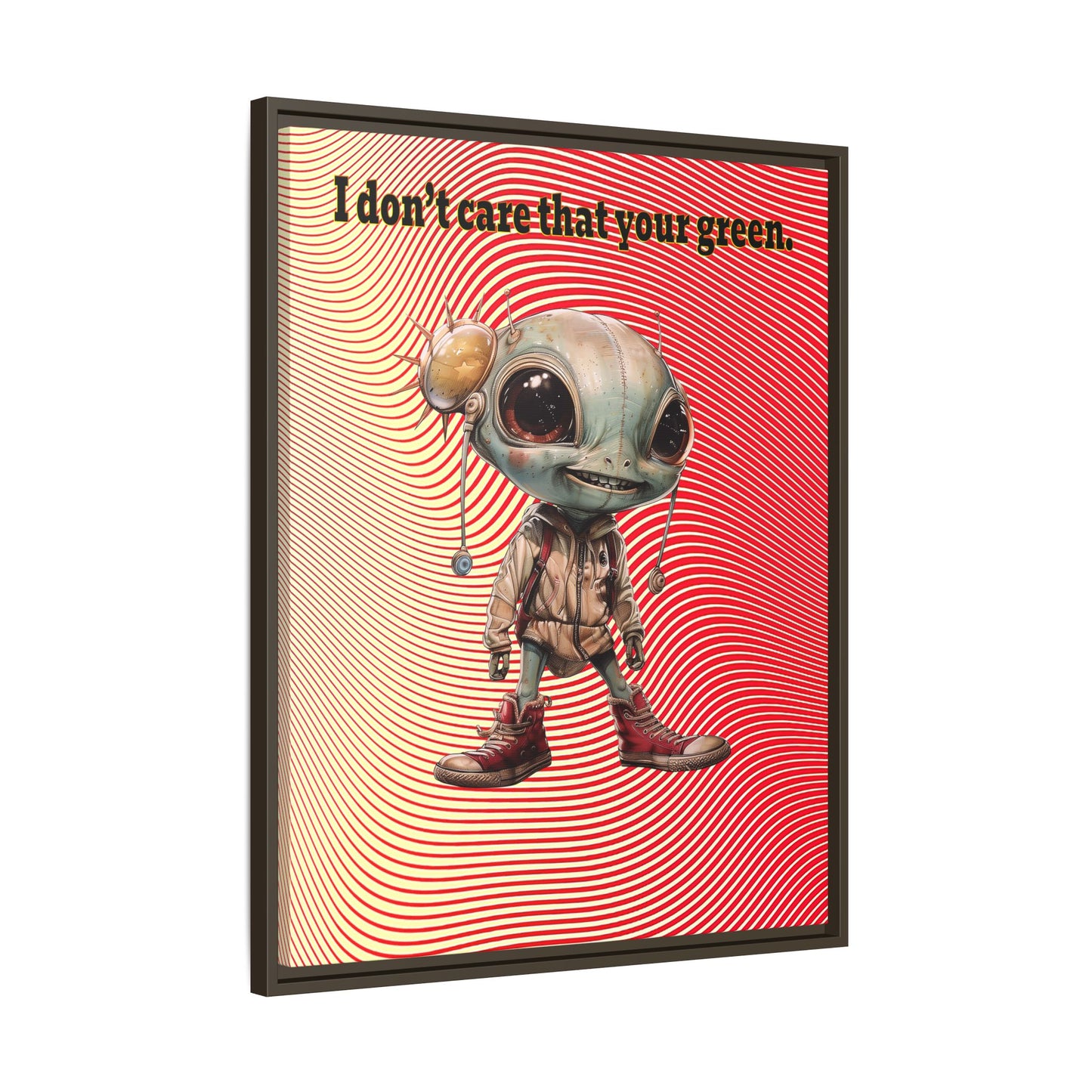 I don't care that your green - framed canvas art (yellow-orange wave)