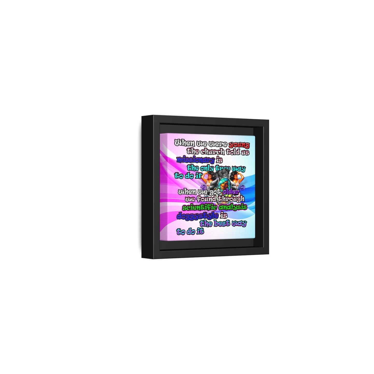 doggystyle - framed canvas art (light blue-pink wave)