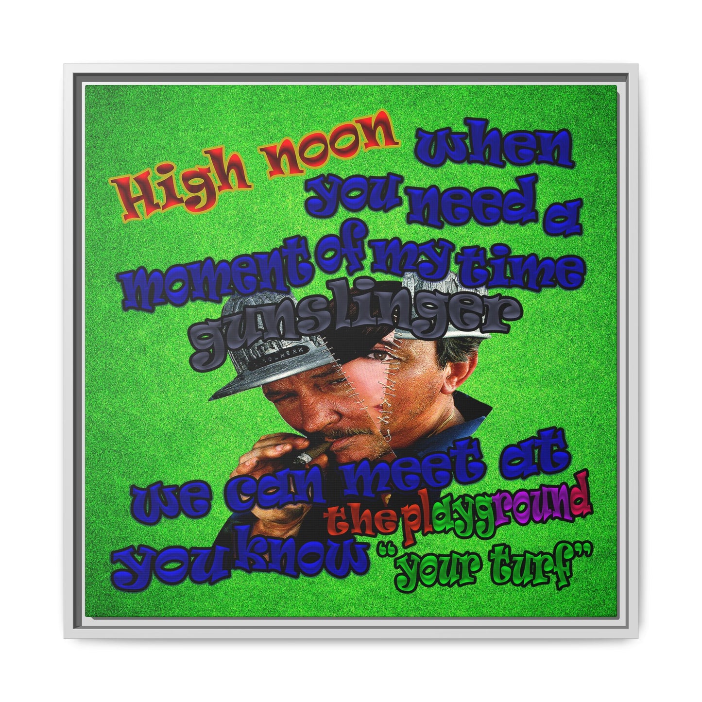 high noon - framed canvas art (green turf)