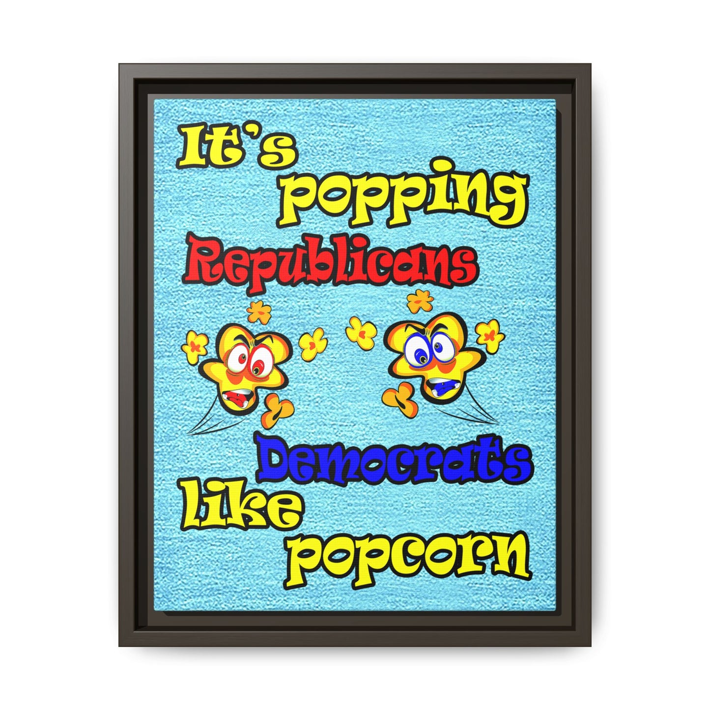 popping like popcorn - framed canvas art (faded dark blue)