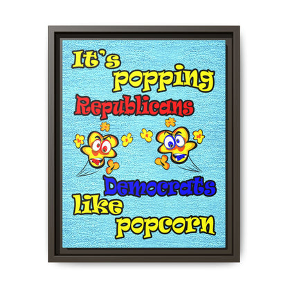 popping like popcorn - framed canvas art (faded dark blue)