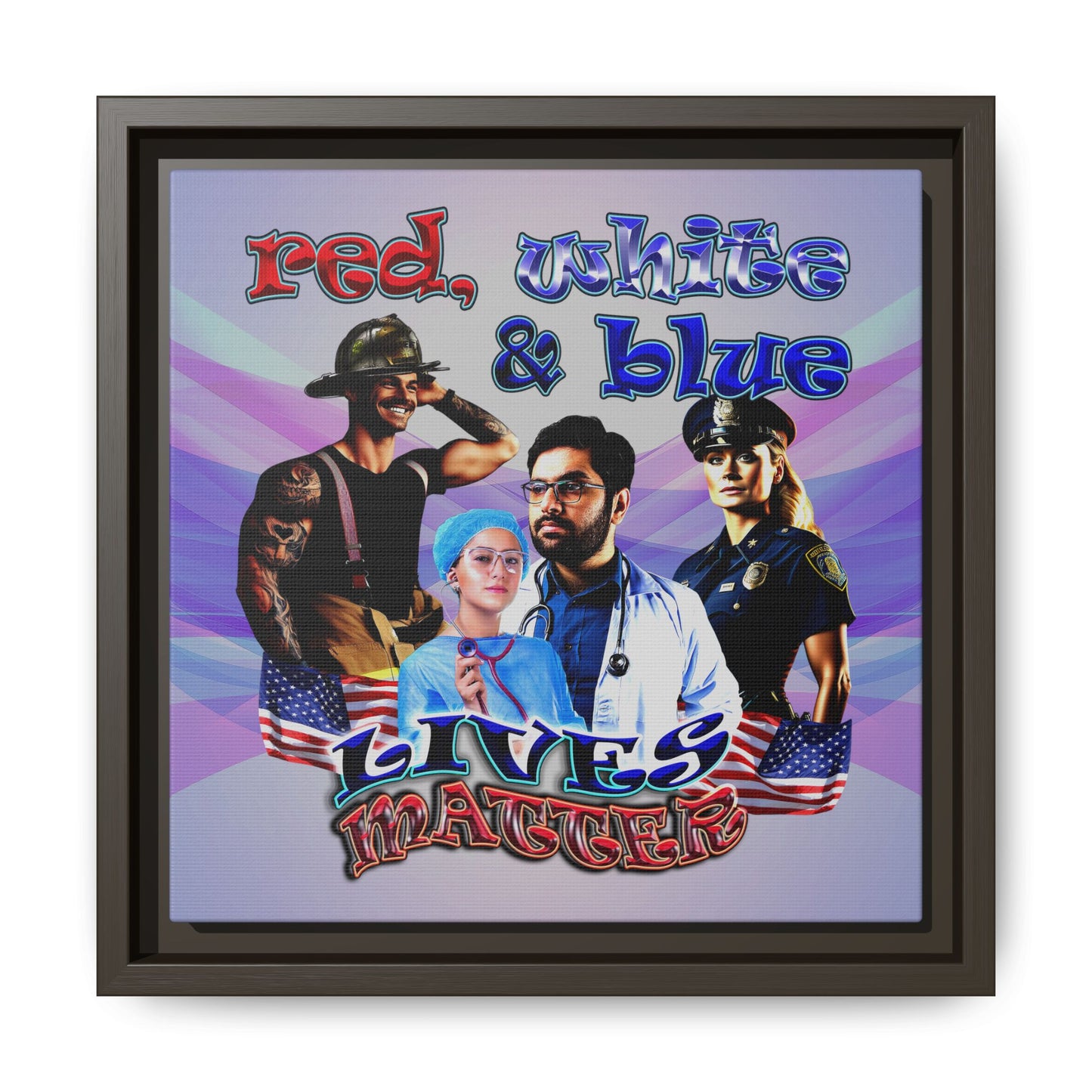 rw&b lives matter - framed canvas art (light blue-pink wave)