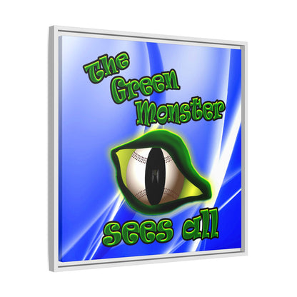 green monster - framed canvas art (blue-white wave)