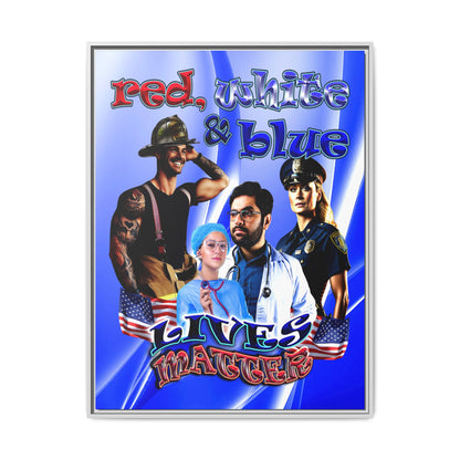 rw&b lives matter - framed canvas art (blue-white wave)