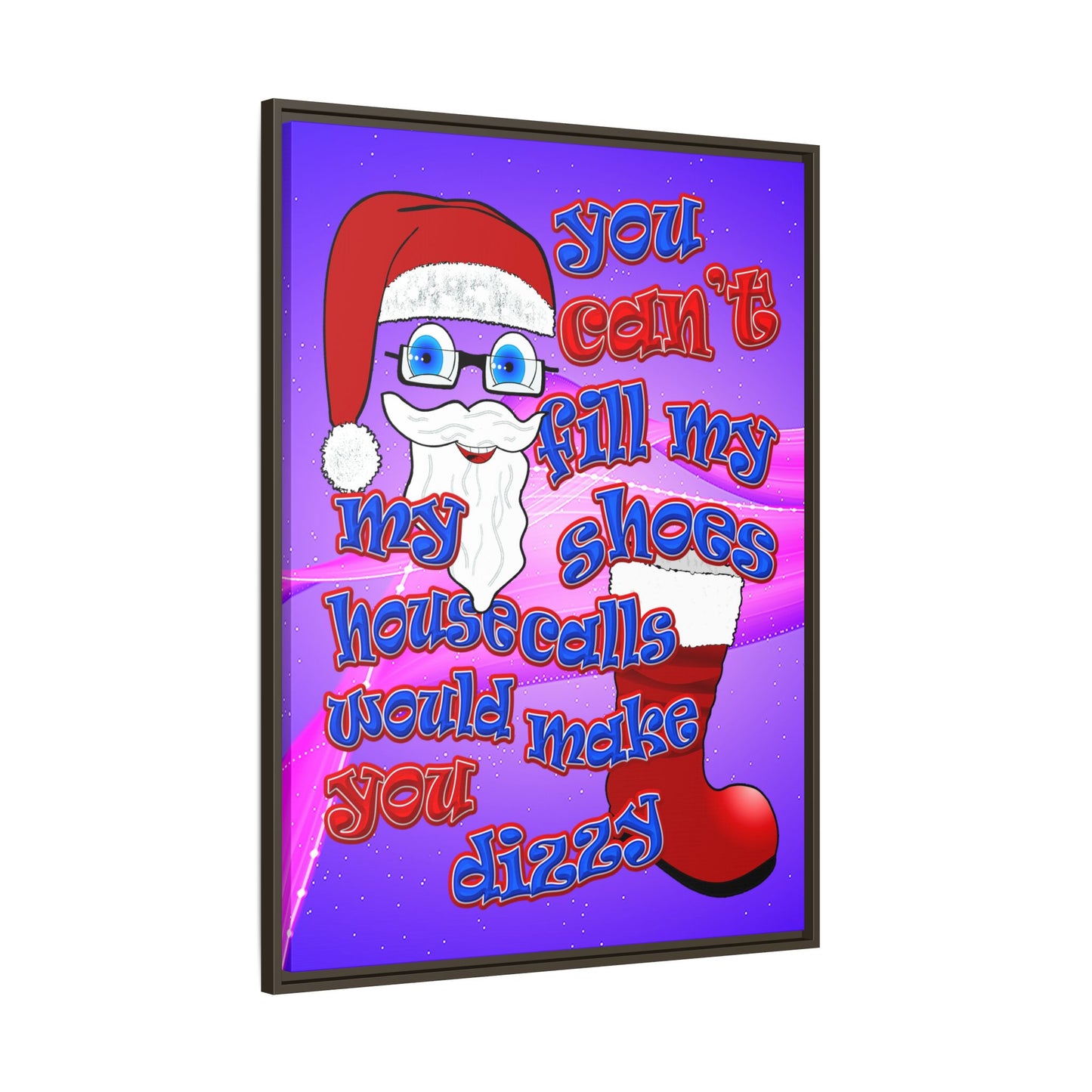santa's shoes - framed canvas art (purple-pink wave)