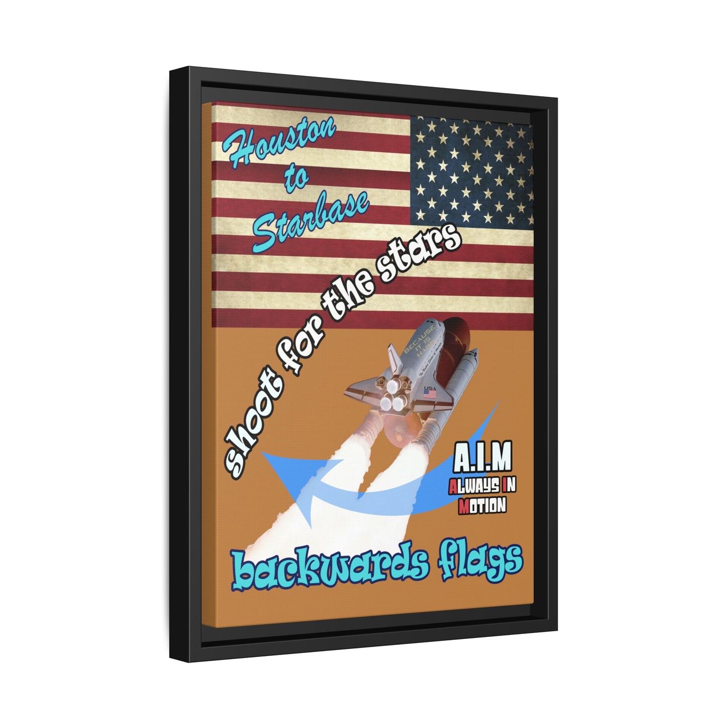 shoot for the stars - framed canvas art (light brown)