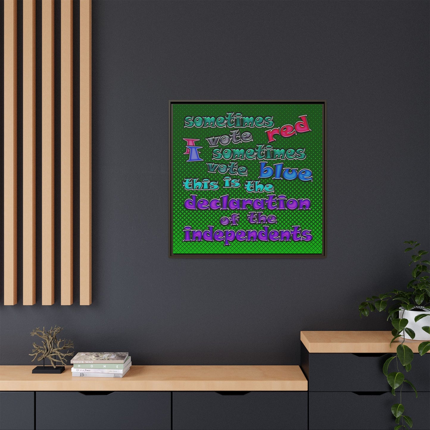 declaration of the independents - framed canvas art (logo green)