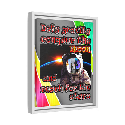 defy conquer reach - framed canvas art (rainbow split)