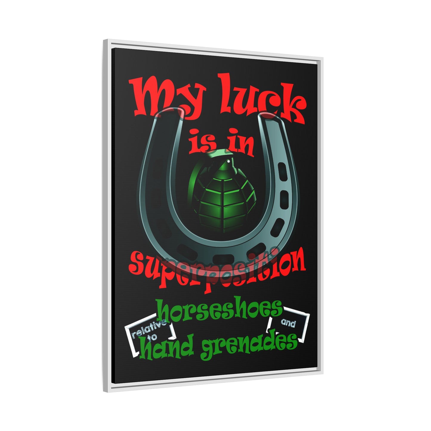 my luck - framed canvas art (black)