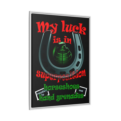 my luck - framed canvas art (black)