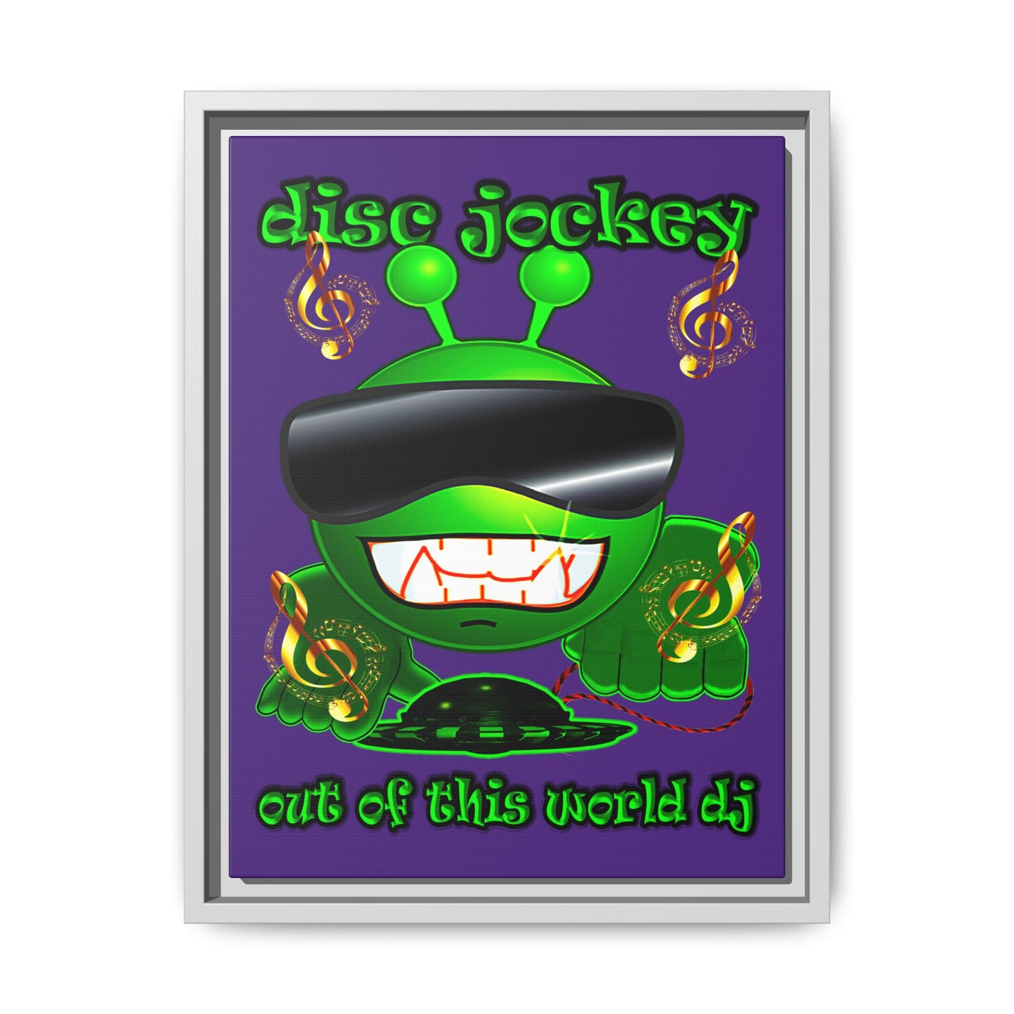 disc jockey - framed canvas art (purple)