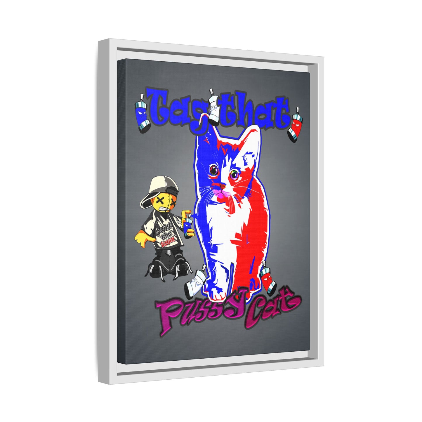 tag that - framed canvas art (grey-light grey)