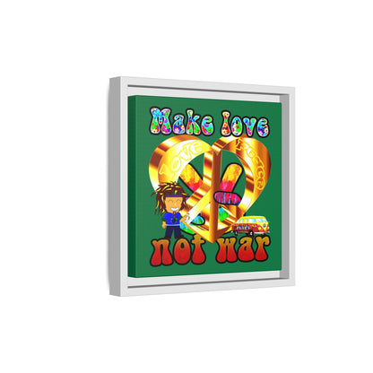 love peace - framed canvas art (dark green)
