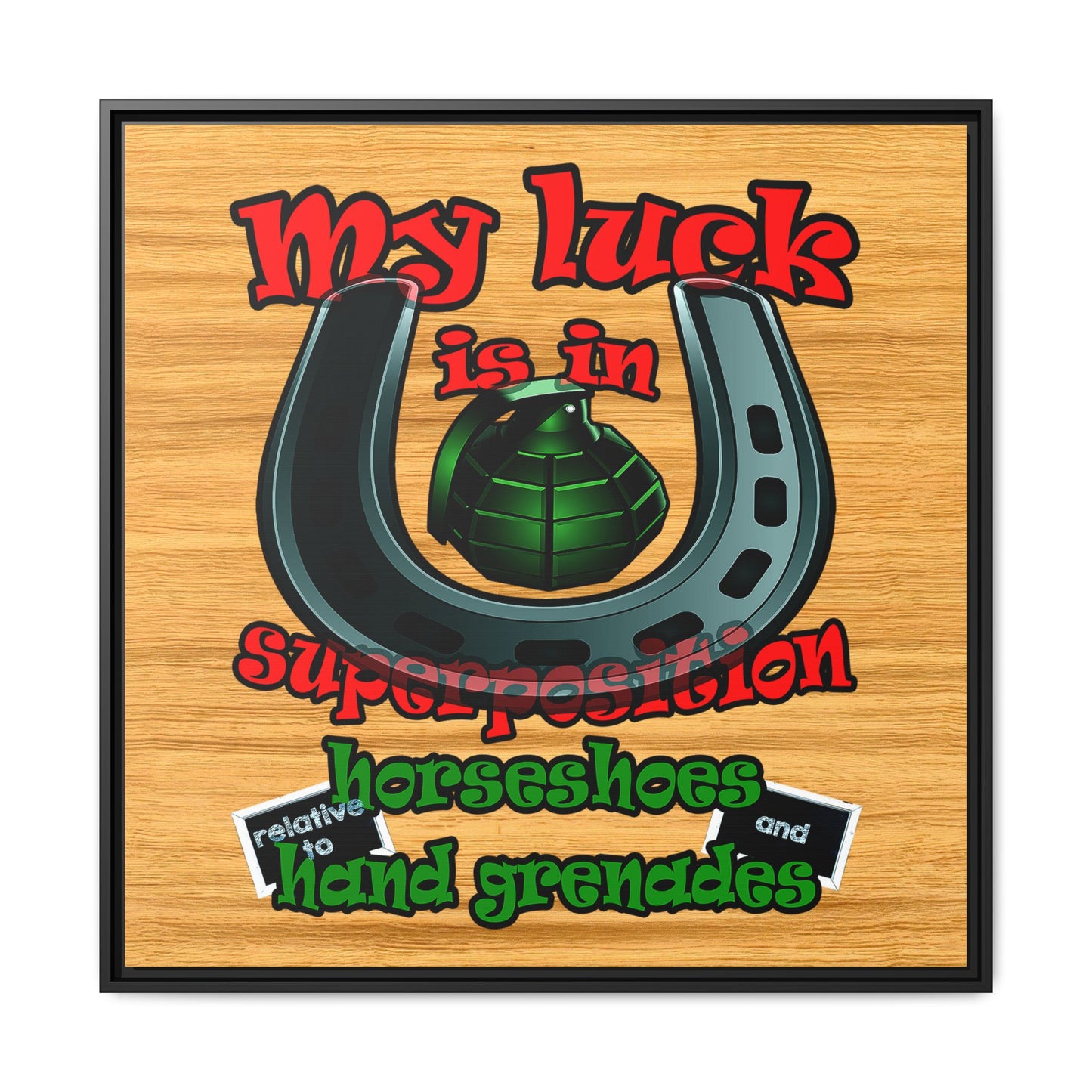 my luck - framed canvas art (butterscotch wood finish)