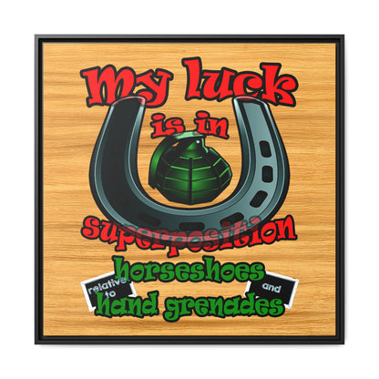my luck - framed canvas art (butterscotch wood finish)