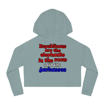 donkeys and elephants - Women’s Cropped Hooded Sweatshirt