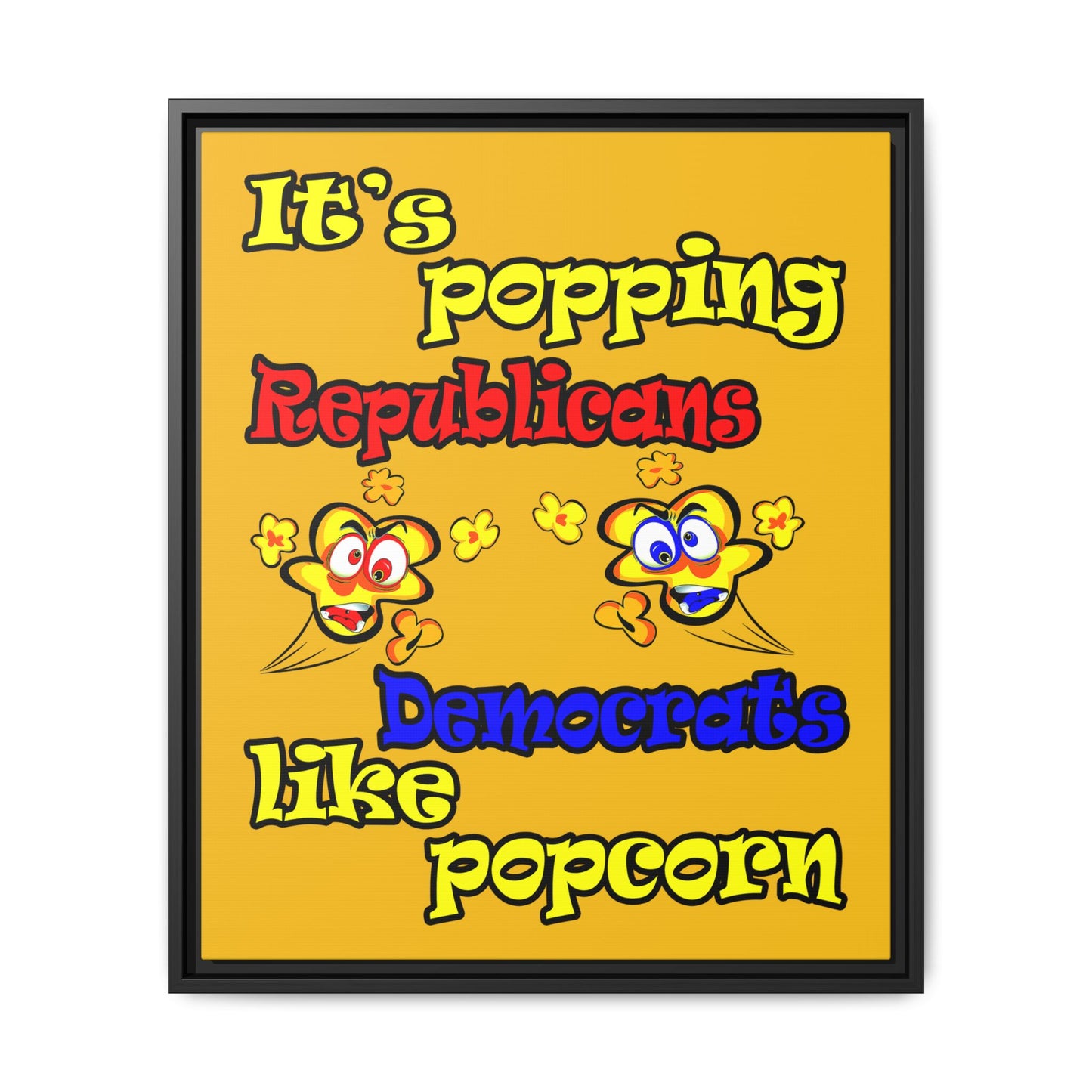 popping like popcorn - framed canvas art (yellow)