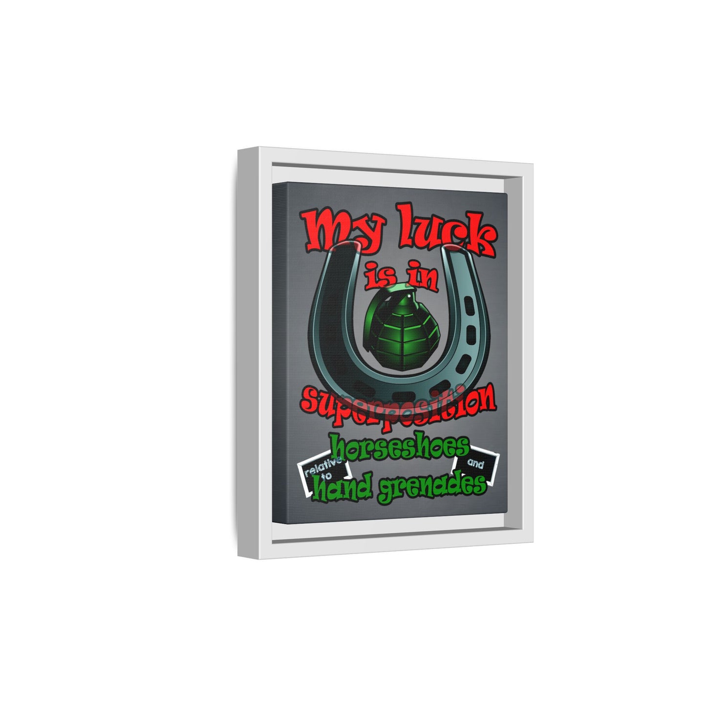 my luck - framed canvas art (grey-light grey)