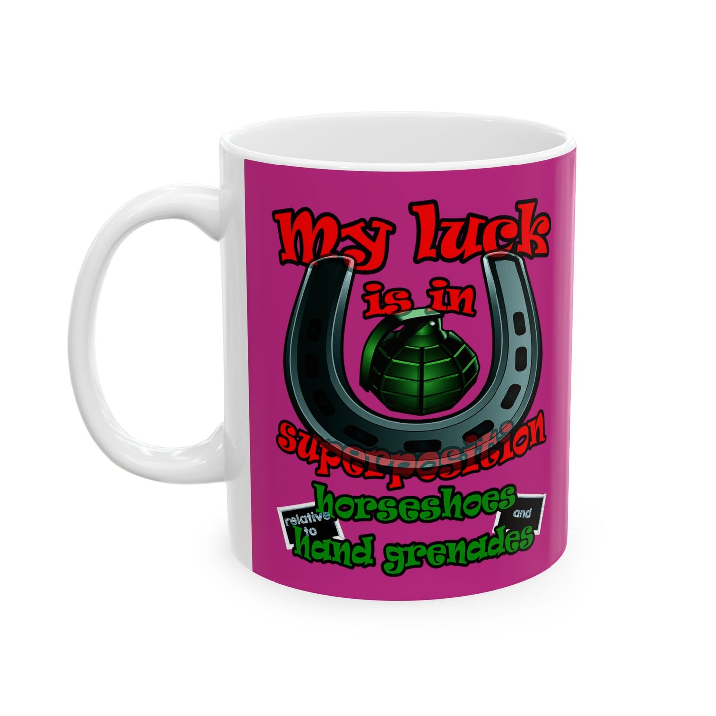 my luck - White Mug (pink)