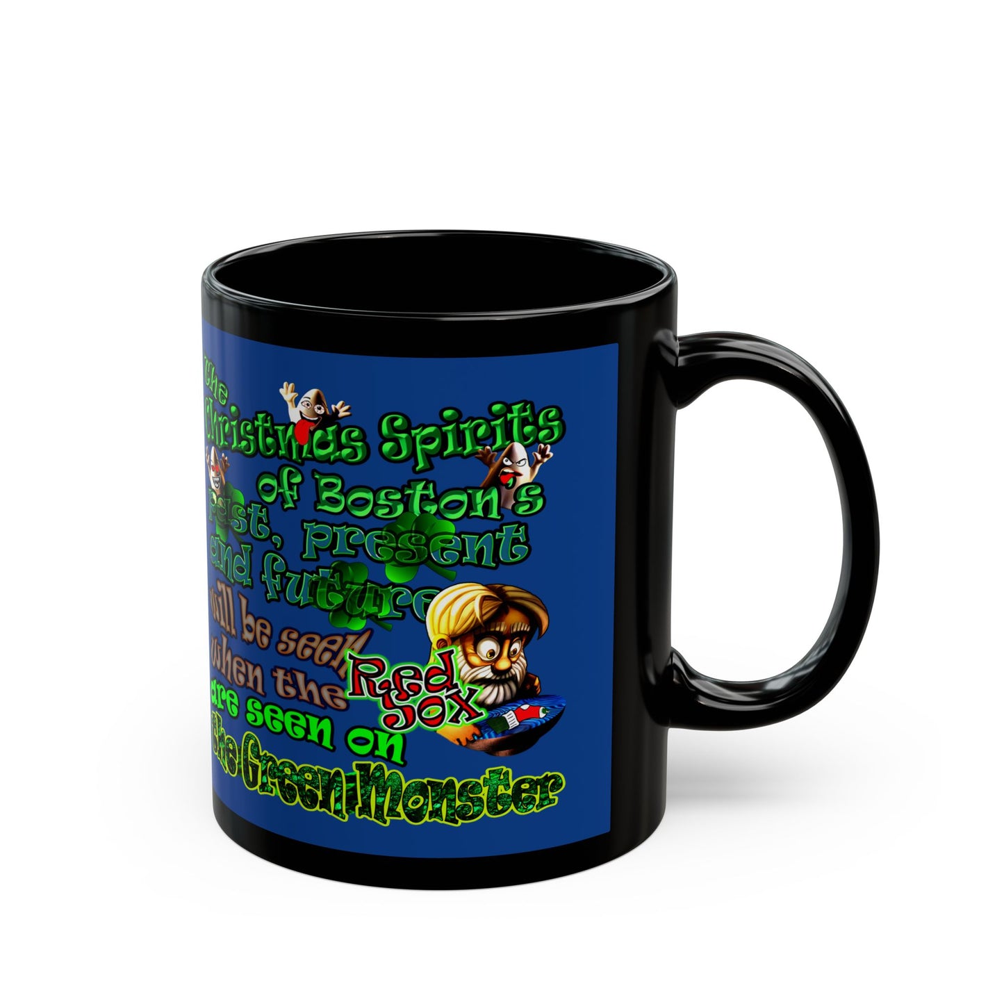 christmas spirits of boston - Black Mug (dark blue)