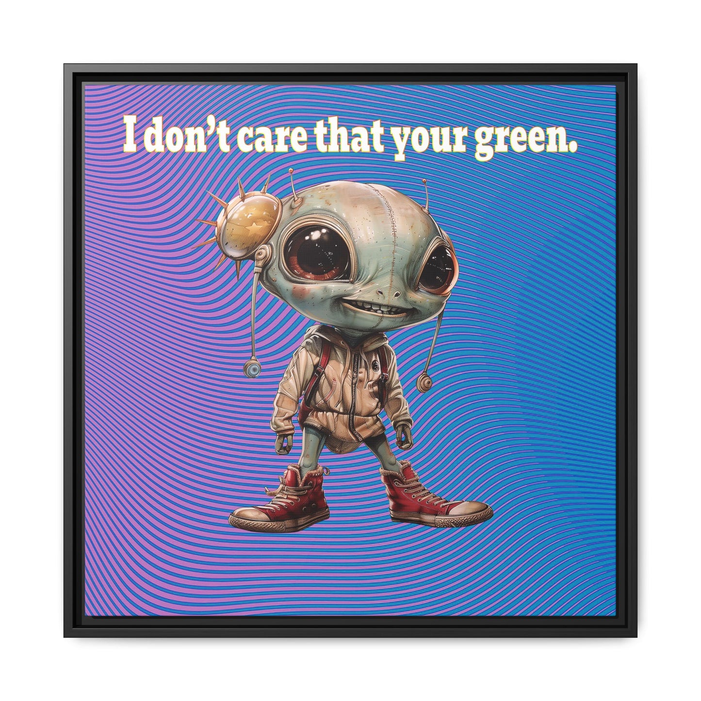 I don't care that your green - framed canvas art (light blue-purple wave)