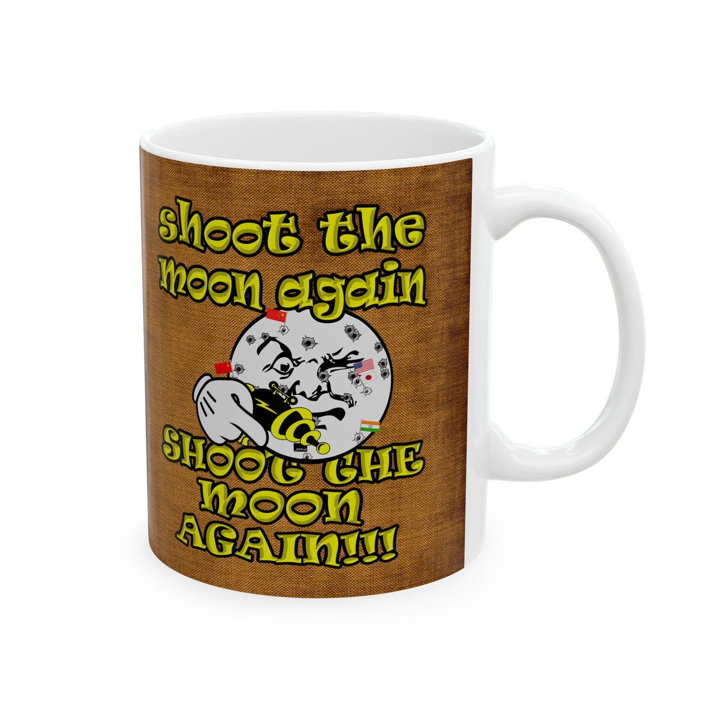 shoot the moon again - White Mug (brown papyrus)