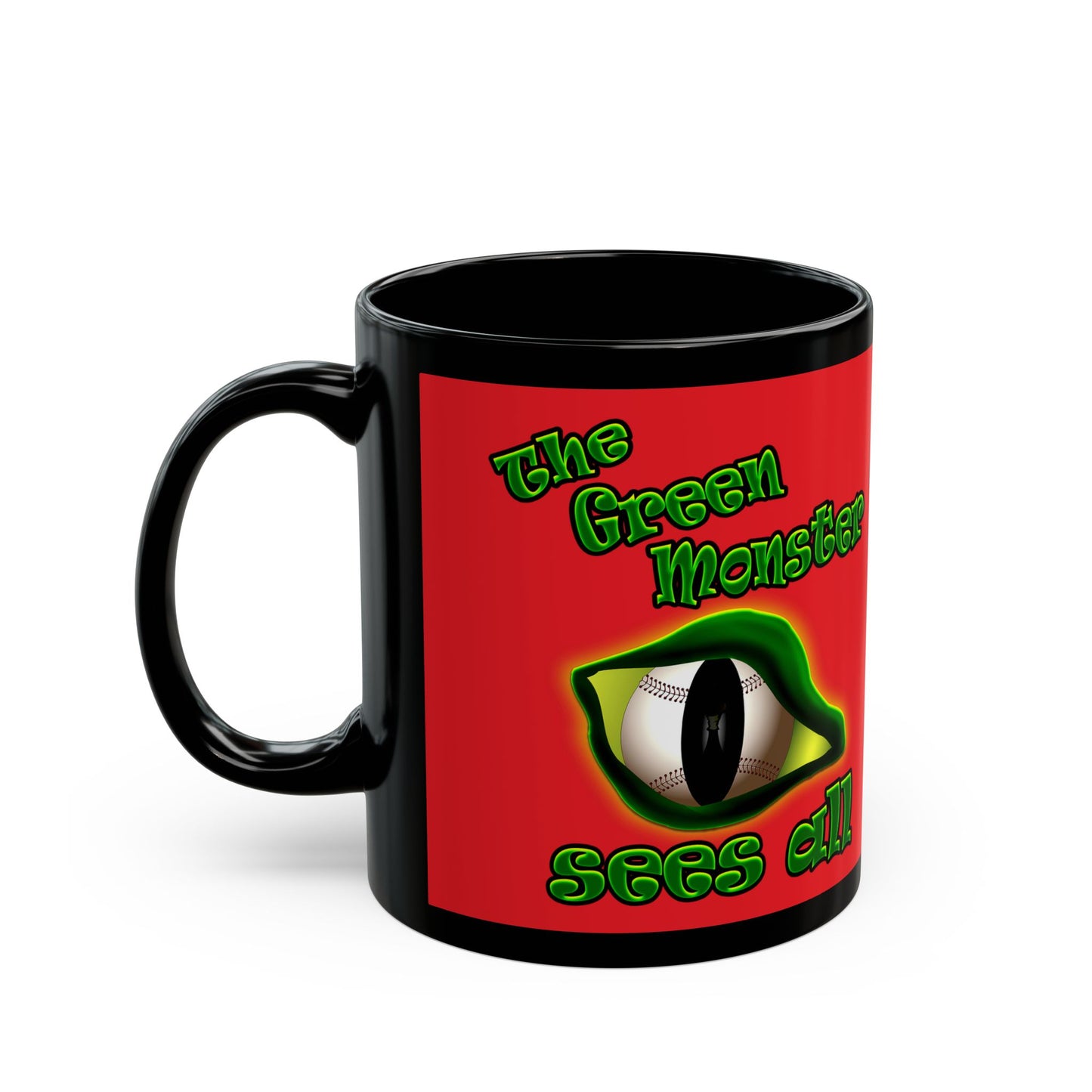 green monster - Black Mug (red)
