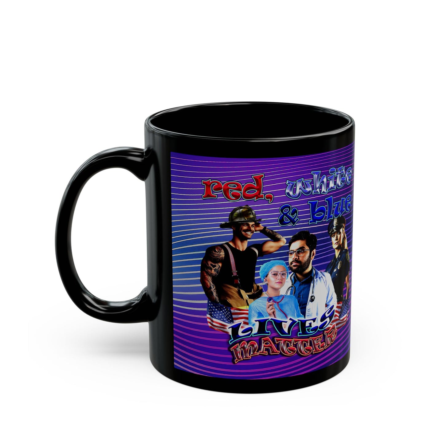 rw&b lives matter - Black Mug (purple wave)