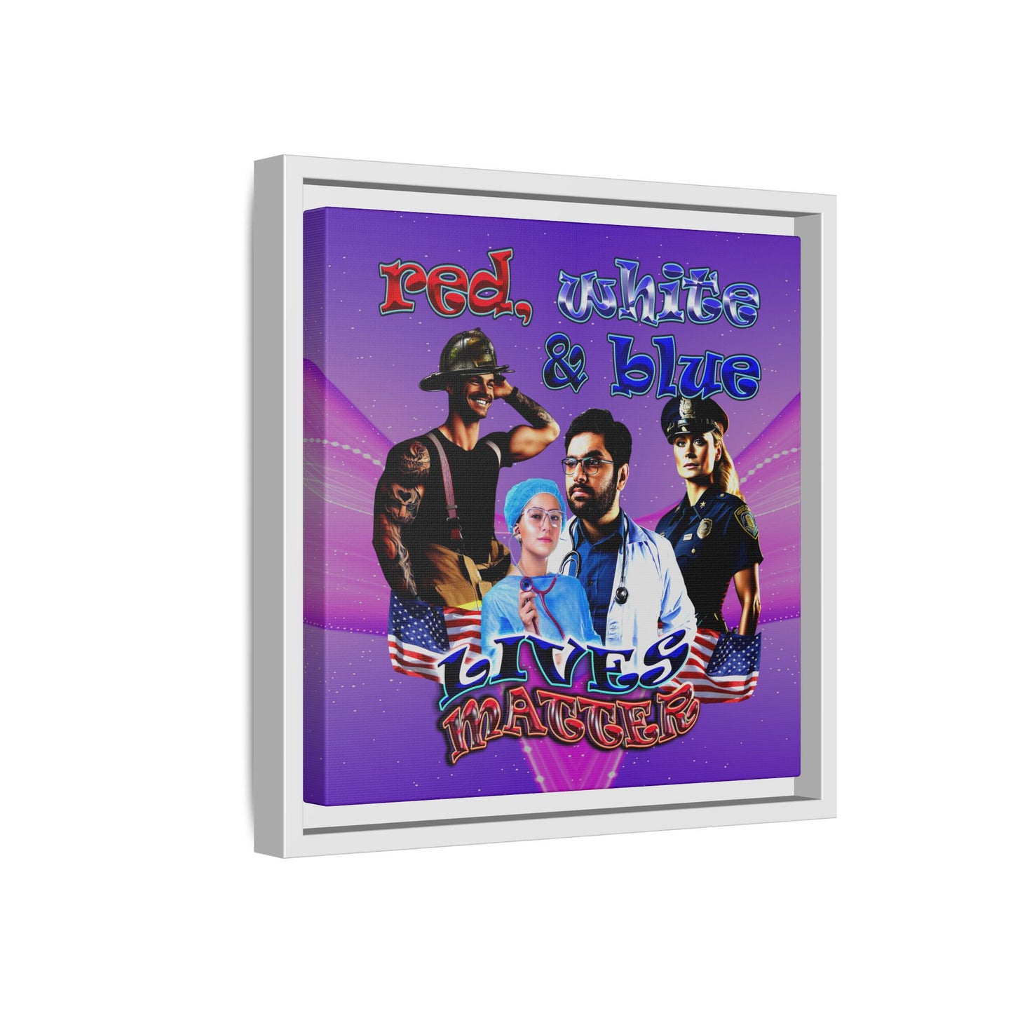 rw&b lives matter - framed canvas art (purple-pink wave)
