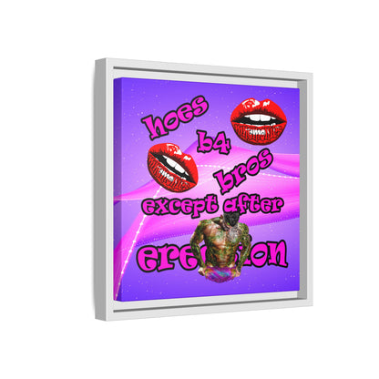hoes b4 bros - framed canvas art (purple-pink wave)