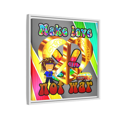 love peace - framed canvas art (rainbow split)