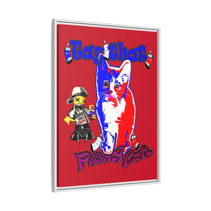 tag that - framed canvas art (dark red)