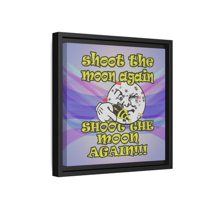 shoot the moon again - framed canvas art (light blue-pink wave)