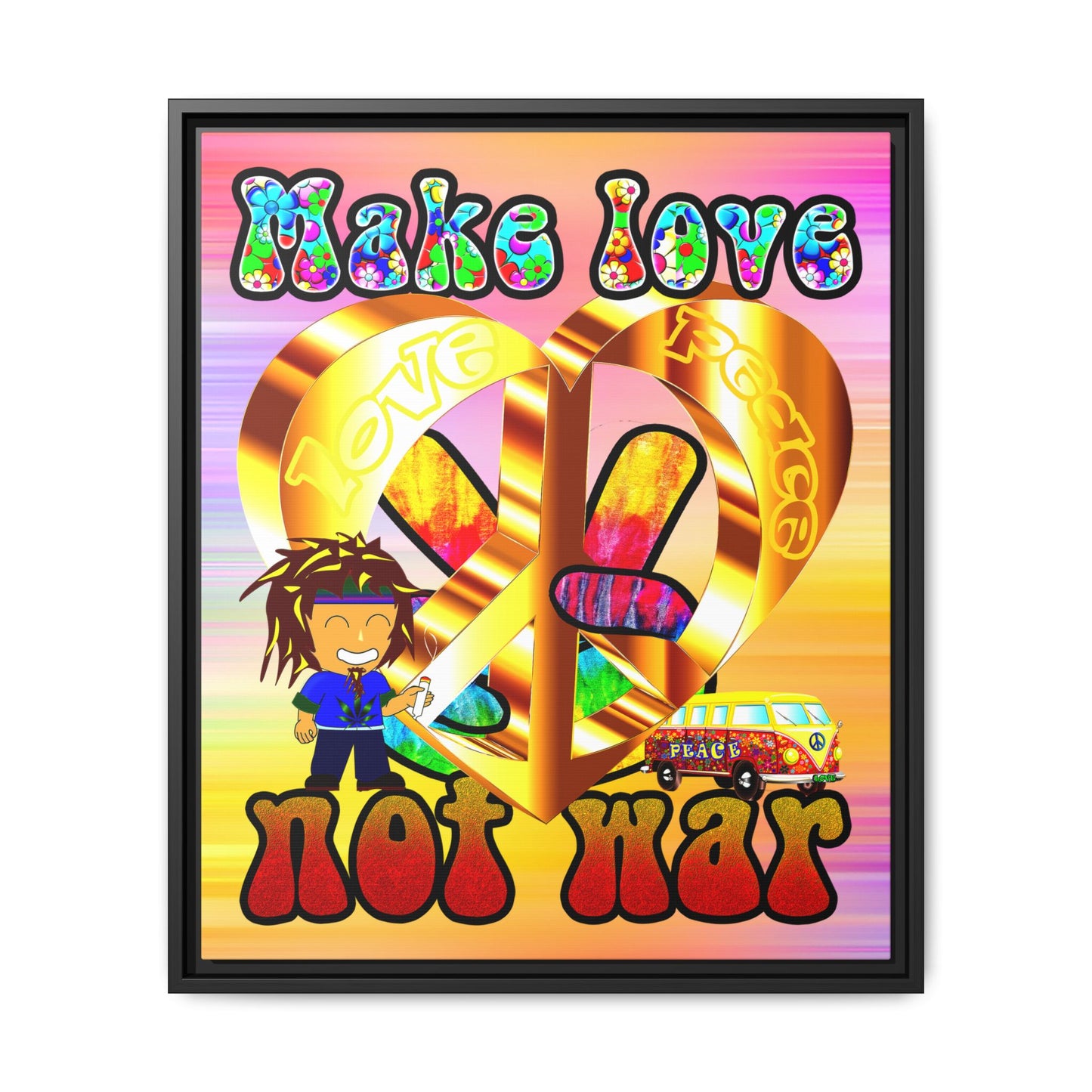 love peace - framed canvas art (color blur)
