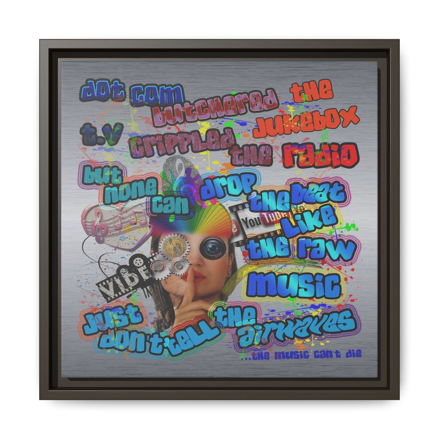 drop the beat - framed canvas art (brushed nickel)