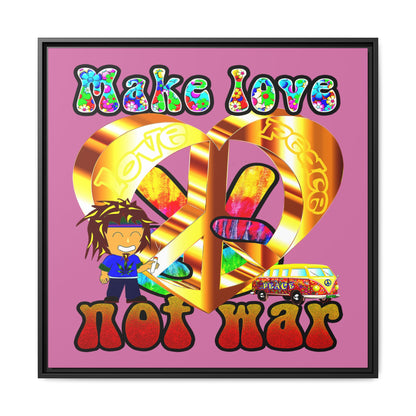love peace - framed canvas art (light pink)